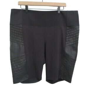 Athleta Womens 2X Black Delancey Gleam Moto Short High Waist Shorts